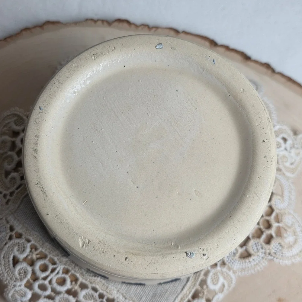 Vintage Alpine Pottery Hand-Painted Rooster Stoneware Crock Small Checkered